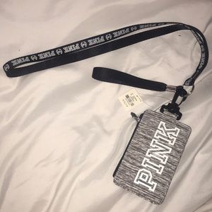 PINK Lanyard/Wristlet - grey